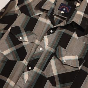 Rock Creek Ranch buttondown plaid pearl snap SS L